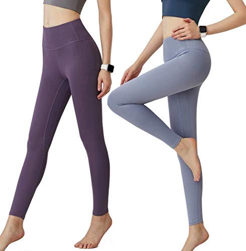 CrisKat Mallas de Deporte Tiro Alto Mujer Leggings Mujer Pantalón Deportivo Estampado Floral largos de Gym Fitness Running Ejercicio para mujer (#Legg Azul Claro, S)