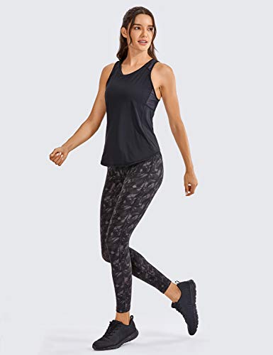 CRZ YOGA Mujer Camiseta de Tirantes de Malla Sin Mangas de Yoga Fitness Deportiva Negro 46