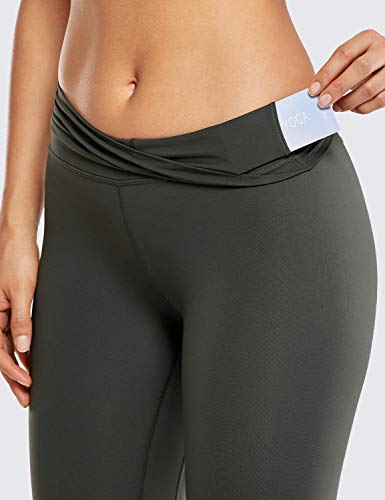 CRZ YOGA Mujer Mallas Deportivo Pantalón Elastico para Running Fitness-71cm Verde Oliva 40