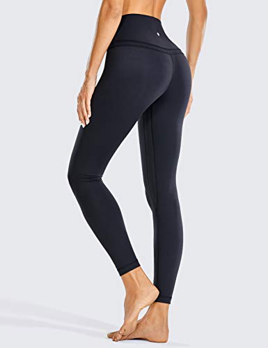 CRZ YOGA Mujer Naked Feeling Deportivos 7/8 Leggings Yoga Fitness Pantalon de Cintura Alta con Bolsillos-63cm Negro-R009 36