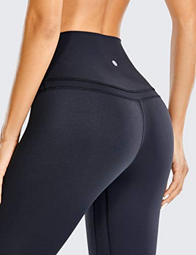 CRZ YOGA Mujer Naked Feeling Deportivos 7/8 Leggings Yoga Fitness Pantalon de Cintura Alta con Bolsillos-63cm Negro-R009 40