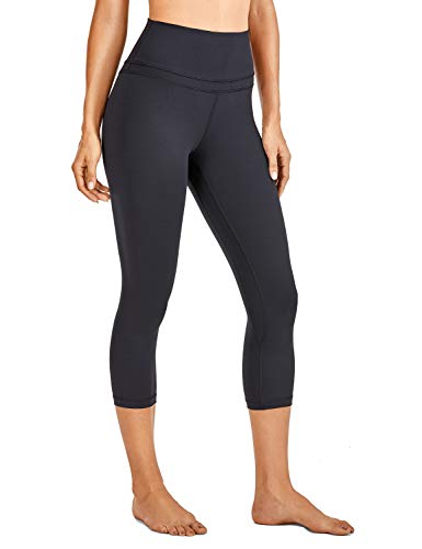 CRZ YOGA Mujer Naked Feeling Leggings Deportivas Cintura Alta Yoga Fitness Pantalones con Bolsillo -48cm Negro R418 38