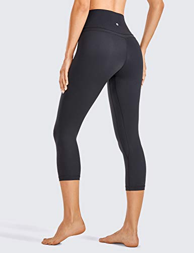 CRZ YOGA Mujer Naked Feeling Leggings Deportivas Cintura Alta Yoga Fitness Pantalones con Bolsillo -48cm Negro R418 38