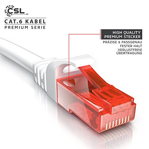 CSL - 25m Cable de Red Gigabit Ethernet LAN Cat.6 RJ45-10 100 1000Mbit s - Cable de conexión a Red - UTP - Compatible con Cat.5 Cat.5e Cat.7