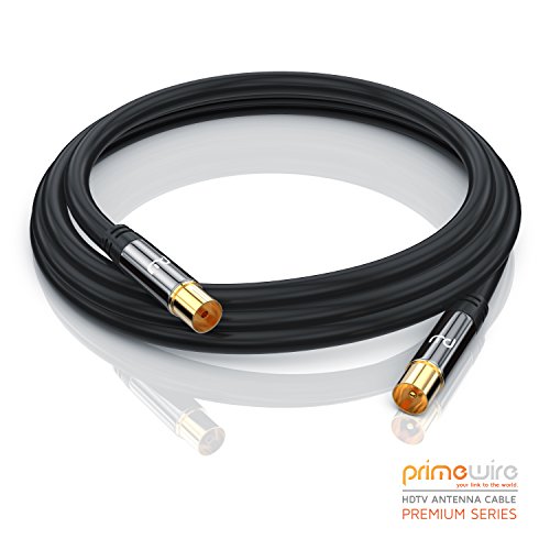 CSL - 2m Cable de Antena HQ HDTV Premium Factor de blindaje 135 dB Resistencia 75 ohmios - coaxial Coax Full HD - Clavija coaxial Macho en Acoplamiento Coax Clavija Macho en Conector Hembra - Negro