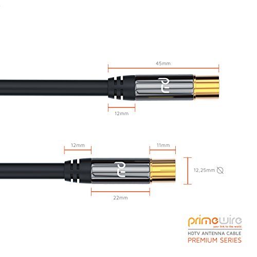 CSL - 2m Cable de Antena HQ HDTV Premium Factor de blindaje 135 dB Resistencia 75 ohmios - coaxial Coax Full HD - Clavija coaxial Macho en Acoplamiento Coax Clavija Macho en Conector Hembra - Negro