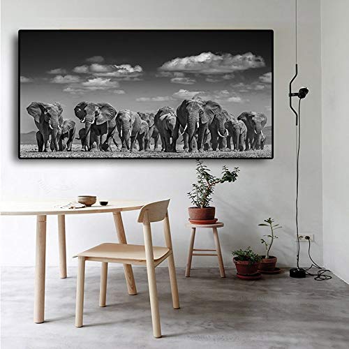 Cuadro En Lienzo Cartel de Elefante Africano y decoración de Pared para Sala de estar40x80cmPintura sin Marco