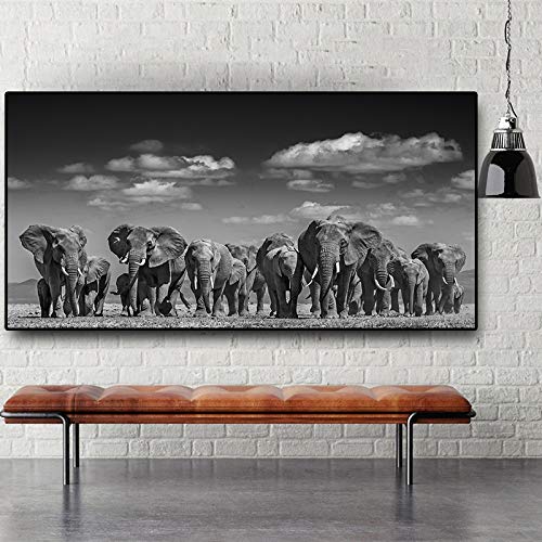 Cuadro En Lienzo Cartel de Elefante Africano y decoración de Pared para Sala de estar40x80cmPintura sin Marco
