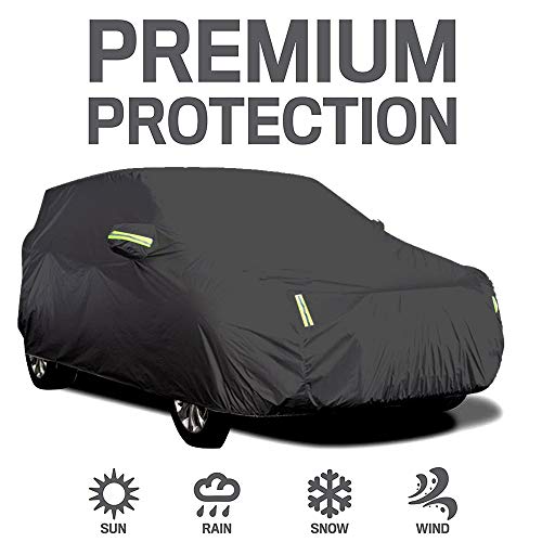 Cubierta de Coche Impermeable,KKmoon Funda Coche Exterior con 6 Tiras Rflectante,con Elastica Banda y Hebilla para Fijacion,Anti-UV Transpirable Resistente al Polvo Rasguno Nieve XXL(5.3 x 2 x 1.5M)