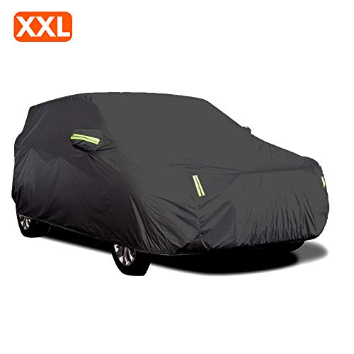 Cubierta de Coche Impermeable,KKmoon Funda Coche Exterior con 6 Tiras Rflectante,con Elastica Banda y Hebilla para Fijacion,Anti-UV Transpirable Resistente al Polvo Rasguno Nieve XXL(5.3 x 2 x 1.5M)