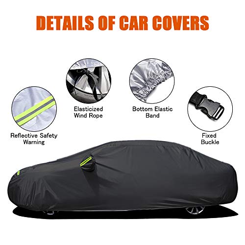 Cubierta de Coche Impermeable,KKmoon Funda Coche Exterior con 6 Tiras Rflectante,con Elastica Banda y Hebilla para Fijacion,Anti-UV Transpirable Resistente al Polvo Rasguno Nieve XXL(5.3 x 2 x 1.5M)