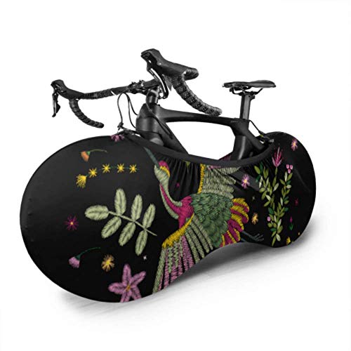 Cubierta de rueda de bicicleta Grúa Pájaro Flores Rosa mosqueta Planta Anti-polvo Bicicleta Bolsa de almacenamiento interior A prueba de arañazos, Lavable Paquete de neumáticos de alta elasticidad Ca