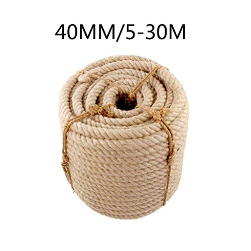 Cuerda de cáñamo -40MM / 5-30M Cuerda Natural Tostada Cuerda Gruesa y Gruesa for Exteriores for Manualidades, Muelle, Paisaje Decorativo, Escalada en Roca (Size : 40MM/9M)