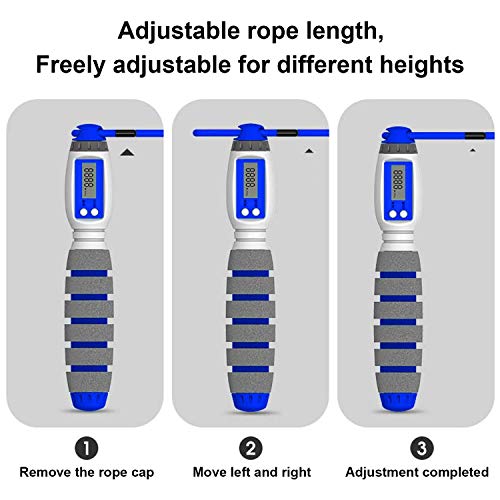 Cuerda de saltar digital con contador y medidor de calorías, cuerda de acero ajustable de 3 m con funda de PVC, niños, mujeres adultas, equipo deportivo para aumentar la resistencia (color aleatorio)