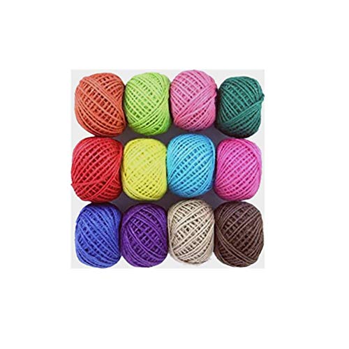 Cuerda de Yute de Color, Cuerda de cáñamo Natural, decoración Artesanal de Bricolaje, Colgante de Foto de jardín, Embalaje de Regalo, 2 mm, 328 Yardas (12 Colores)