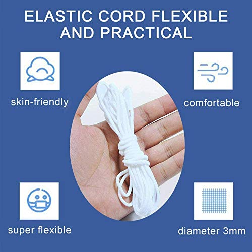 Cuerda Elastica 3mm, Cordón goma para Elástico de Cuerda Tela para Coser Ropa, Blanco Redondos Cintas elásticas para Costura Y Manualidades DIY Cordon 50 M