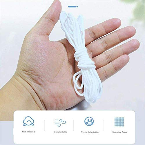 Cuerda Elastica 3mm, Cordón goma para Elástico de Cuerda Tela para Coser Ropa, Blanco Redondos Cintas elásticas para Costura Y Manualidades DIY Cordon 50 M