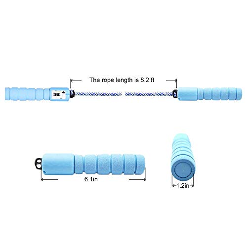 Cuerda para Saltar Ajustable, Comba niños con Contador, Saltar la Cuerda de Boxeo y Mango de Espuma, Saltar la Cuerda de Boxeo, Cuerda de Saltar Cuerda de Velocidad para el Juego Escolar (Azul)