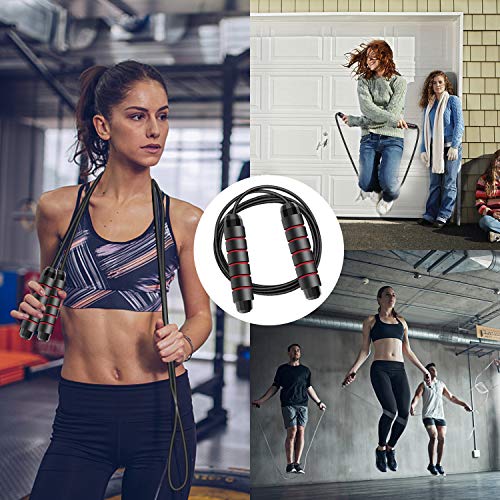 Cuerda para Saltar, Jump Rope Skipping Rope para Fitness,Cuerda de Saltar Ajustable con Mango de Espuma de Suave, Combas de Crossfit,Quema Grasa,Ejercicio para Mujer,Hombre y Niños