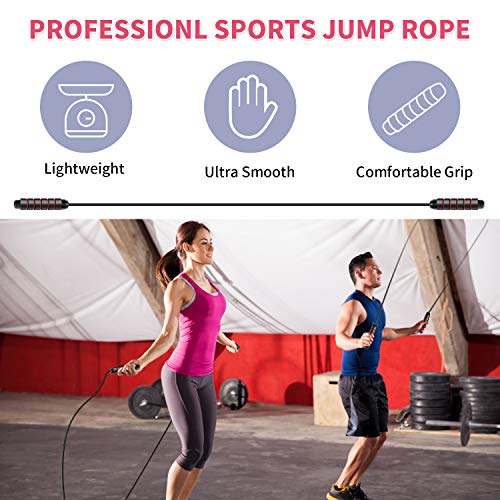 Cuerda para Saltar, Jump Rope Skipping Rope para Fitness,Cuerda de Saltar Ajustable con Mango de Espuma de Suave, Combas de Crossfit,Quema Grasa,Ejercicio para Mujer,Hombre y Niños