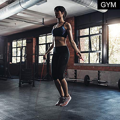 Cuerda para Saltar,Velocidad Cuerda de Salto-Cable de Acero Longitud Ajustable con Asa Aluminio Antideslizante y rodamientos de Bolas rápidos para Crossfit,Boxeo,Fitness Hombre y Mujer (Rojo)