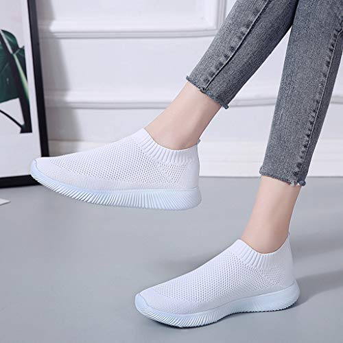 Culater Zapatillas Mujer Malla Exterior Color Sólido Deportivas Runing Zapatillas Transpirables(37,Blanco)
