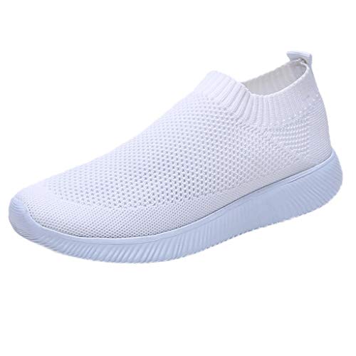 Culater Zapatillas Mujer Malla Exterior Color Sólido Deportivas Runing Zapatillas Transpirables(37,Blanco)