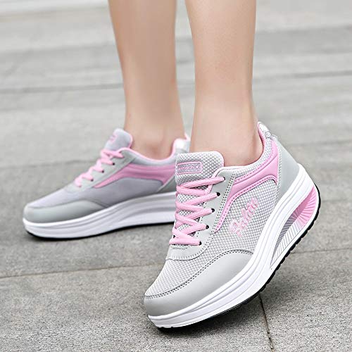 Culater Zapatillas Mujer Moda Mujer Malla Zapatos de Aumento de Fondo Suave Zapatos de Balanceo Zapatillas de Deporte(38,Rosado)