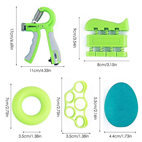 Currentiz - Juego de empuñaduras de contador de fuerza del dedo, ajustable, kit de entrenamiento para fortalecer los dedos, kit de entrenamiento para entrenamiento de antebrazos, 5 unidades