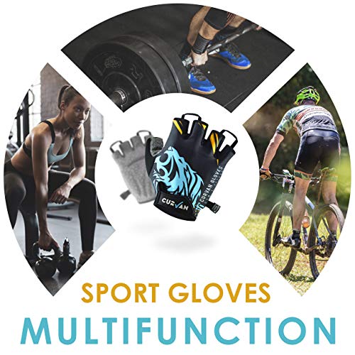 CURVAN - Guantes Gimnasio Hombre Ciclismo Bicicleta | Acolchados y Transpirables 45g | Guante Musculación Culturismo Ejercicio Levantamiento de Pesas Entrenamiento Fitness Crossfit Halterofilia (XL)