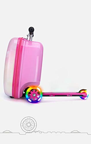 Cute Cartoon Children Skateboard Rolling Luggage Spinner Girl Boys Suitcase Multifunction Carry Ons Trolley Wheels, Pirate Dog