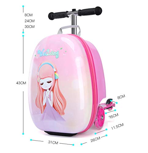 Cute Cartoon Children Skateboard Rolling Luggage Spinner Girl Boys Suitcase Multifunction Carry Ons Trolley Wheels, Pirate Dog