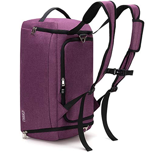 CySILI Bolsa de Deporte con Compartimento para Zapatos y Bolsillo Mojado, Bolsa de Gimnasio Impermeable para Hombres y Mujeres, Viaje Duradero con Cerradura de combinación