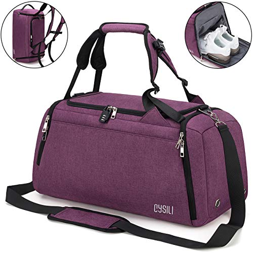 CySILI Bolsa de Deporte con Compartimento para Zapatos y Bolsillo Mojado, Bolsa de Gimnasio Impermeable para Hombres y Mujeres, Viaje Duradero con Cerradura de combinación