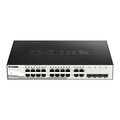 D-Link DGS-1210-20 - Switch 16 Puertos Gigabit y 4 Puertos SFP Combo 100/1000 Mbps (Altura 1U, VLAN automática para Video vigilancia y telefonía IP)