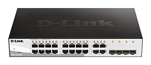 D-Link DGS-1210-20 - Switch 16 Puertos Gigabit y 4 Puertos SFP Combo 100/1000 Mbps (Altura 1U, VLAN automática para Video vigilancia y telefonía IP)