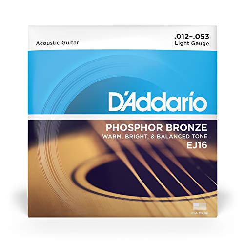 D'Addario EJ16 - Juego de Cuerdas para Guitarra Acústica de Fósforo/Bronce, 012' - 053, Naranja