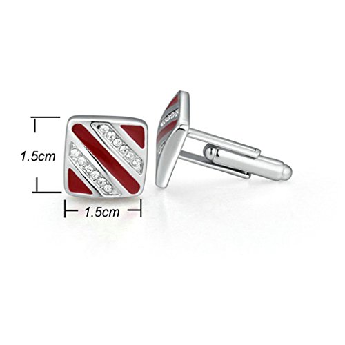 Daesar 18K Chapado en Oro Gemelos Camisa de Hombre, Originales Cristal Mancuernas Cuff Links Twill Princesa Rhinestone Rojo 1.5CMx1.5CM