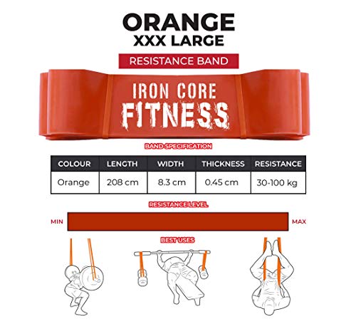 DaisyGro -  Bandas de resistencia Bandas de resistencia para fuerza y entrenamiento de fuerza, crossfit, gimnasio, estiramiento, yoga, flexibilidad  , Orange (30kg-100kg), XXXL