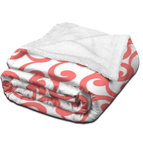 Daisylove Coral Monogramed Elements - Manta de franela suave de lana para sofá, cama, sofá, silla, oficina, viajes, camping, manta moderna decorativa cálida de 127 x 152 cm