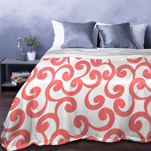 Daisylove Coral Monogramed Elements - Manta de franela suave de lana para sofá, cama, sofá, silla, oficina, viajes, camping, manta moderna decorativa cálida de 127 x 152 cm