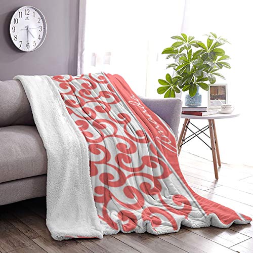 Daisylove Coral Monogramed Elements - Manta de franela suave de lana para sofá, cama, sofá, silla, oficina, viajes, camping, manta moderna decorativa cálida de 127 x 152 cm