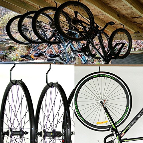 DANCEPANDAS 10 Ganchos para Bicicletas,bicicleta gancho Uso Pesado Juego de Montado,gancho para el techo para guardar bicicletas(Capacidad de carga 60 lbs / 25 kg)