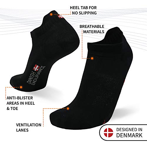 DANISH ENDURANCE Calcetines de Deporte Low Cut Pack de 3 (Negro, EU 43-47)