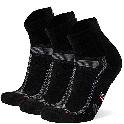 DANISH ENDURANCE Calcetines de Running para Largas Distancias 3 Par (Negro/Gris, EU 39-42)