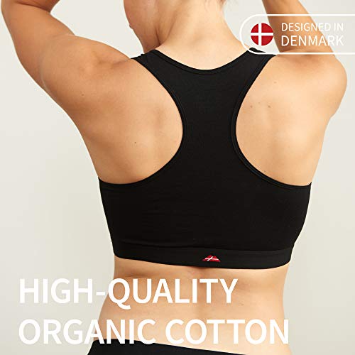 DANISH ENDURANCE Sujetador Mujer en Coton organico (Negro, X-Large)