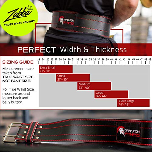 Dark Iron Fitness Cinturón Duradero de sujeción de Cuero Genuino con Hebilla Ajustable para Hombres y Mujeres X-Grande Negro