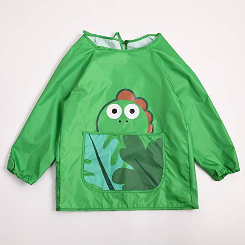 DAWNTUNG - Blusón Impermeable para Niños Infantil Delantal de Pintura con Mangas Largas Babi con Cuerda Ajustable Impermeable Jugar Comer Escolar - 4-7 Años