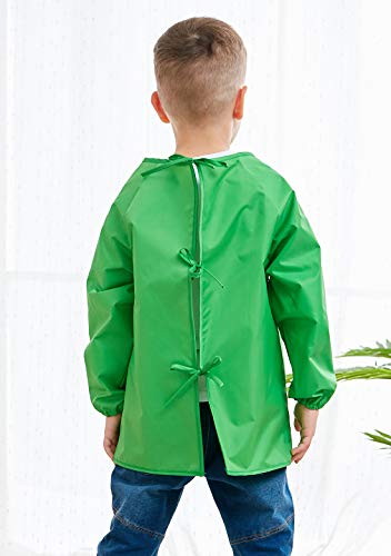 DAWNTUNG - Blusón Impermeable para Niños Infantil Delantal de Pintura con Mangas Largas Babi con Cuerda Ajustable Impermeable Jugar Comer Escolar - 4-7 Años