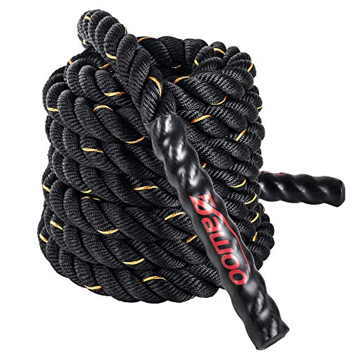 Dawoo Cuerda de Batalla de Entrenamiento Deportivo de Estilo Negro, Cuerda de Entrenamiento físico (38 mm * 9 m / 12 m / 15 m) (15)